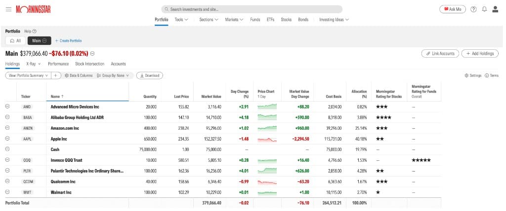 Portfolio – Holdings Summary